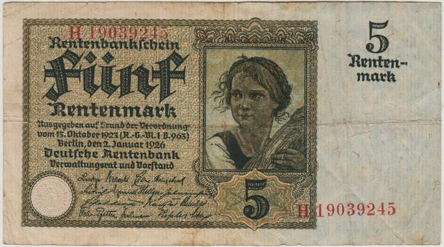Almanya 5 Rentenmark 1926 Çok Temiz.
