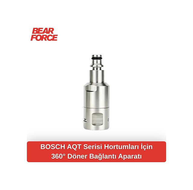 Robeve Bear Force 360 Döner Hortum Bağlantı Aparatı Paslanmaz Çelik Swivel Adaptör, Bilyalı Yataklı Basınçlı Yıkama Hortum Konnektörü Bosch Aquatak Uyumlu