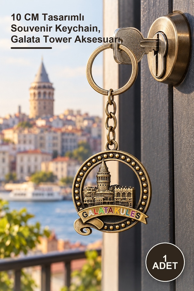 1 Adet Metal Galata Kulesi Anahtarlık 10 Cm Tasarımlı Souvenir Keychain, Galata Tower Aksesuarı