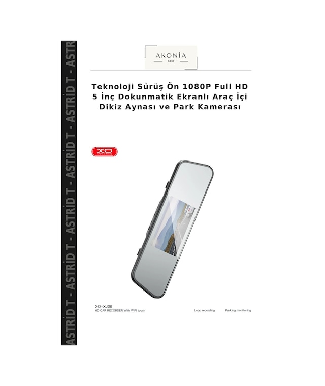 Teknoloji Sürüş Ön 1080p Full Hd 5 İnç Dokunmatik Ekranlı Araç İçi Dikiz Aynası Ve Park Kamerası