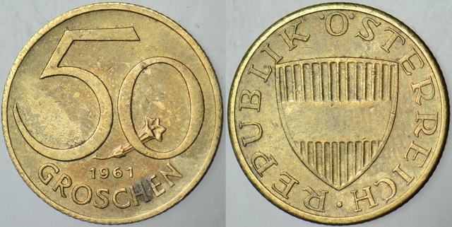 Avusturya 50 Groschen 1961.