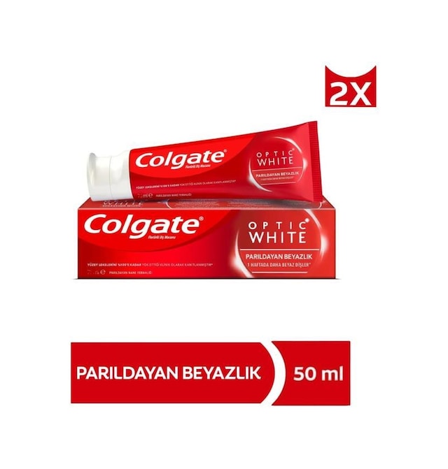Colgate Optic White Parıldayan Beyazlık Beyazlatıcı Diş Macunu 2 x 50 ML