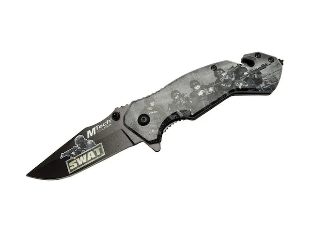 Mtech 4 23 6 Swat Kurtarma / Kamp Çakı 20cm - Yarı Otomatik, Kemerlikli, Cam Kırma Ve İp Kesme Aparatlı