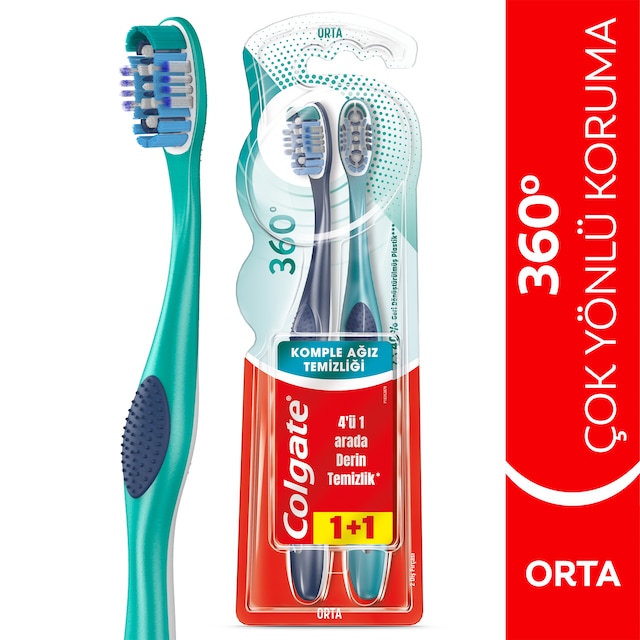 Colgate 360 Komple Ağız Temizliği Diş Fırçası Medium 2'li