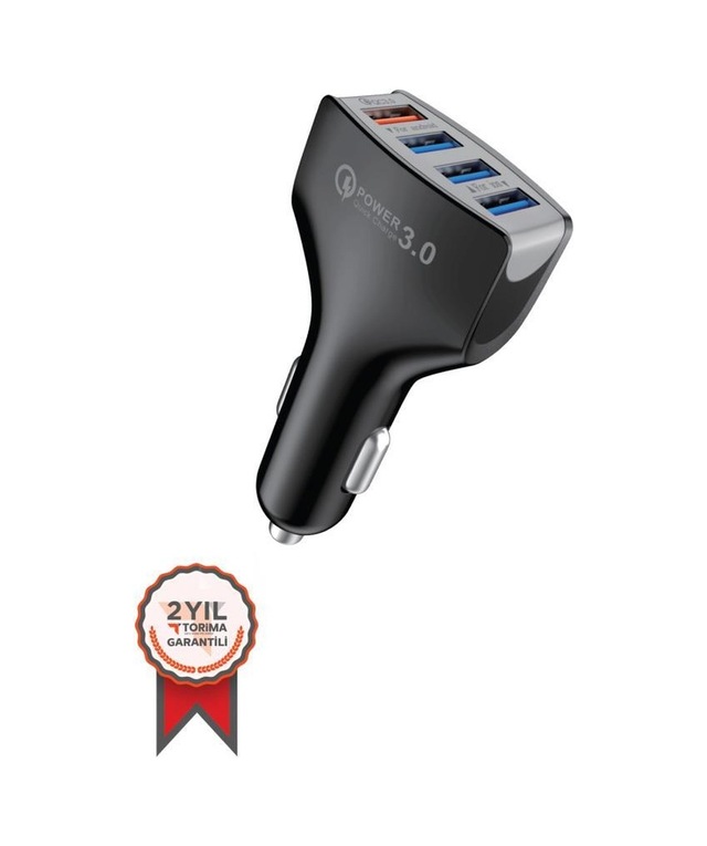 Torima C20 4 Port Araç Hızlı Şarj 3.0 Çift Usb Adaptörü Siyah
