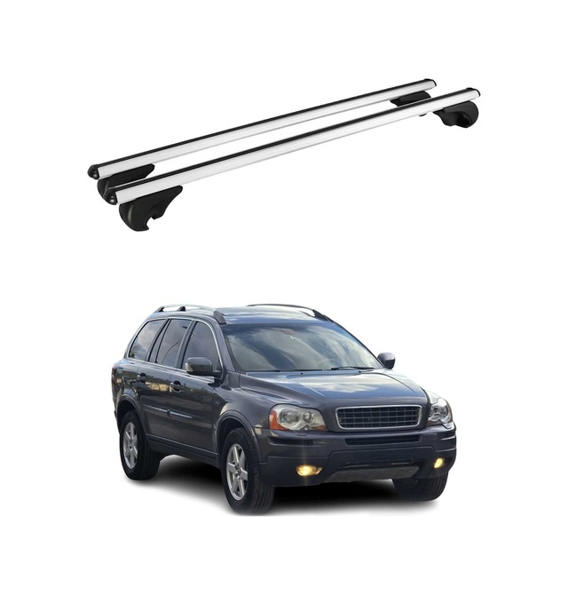 Volvo Xc90 I 2002-2014 Arası Uyumlu Port Bagaj Taşıyıcı Ara Atkı Alüminyum Gümüş 2 Parça