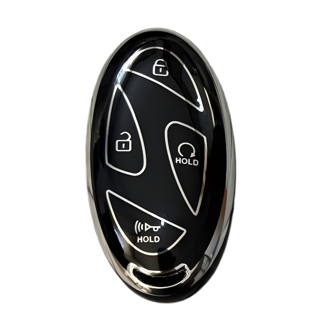 Autohan Keys 5 Butonlu Nano Anahtar Kılıfı, Yeni Tucson, Ioniq, Kona İle Uyumlu, Siyah Gümüş