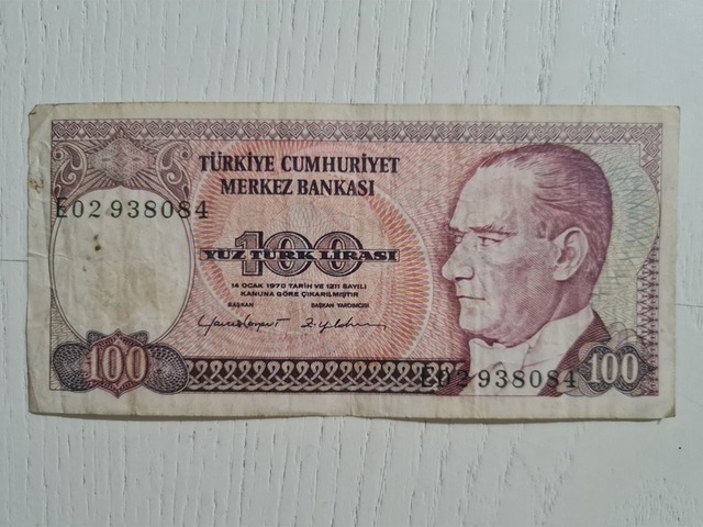 7. Emisyon 100 Türk Lirası Haliyle Kondüsyonda Banknot