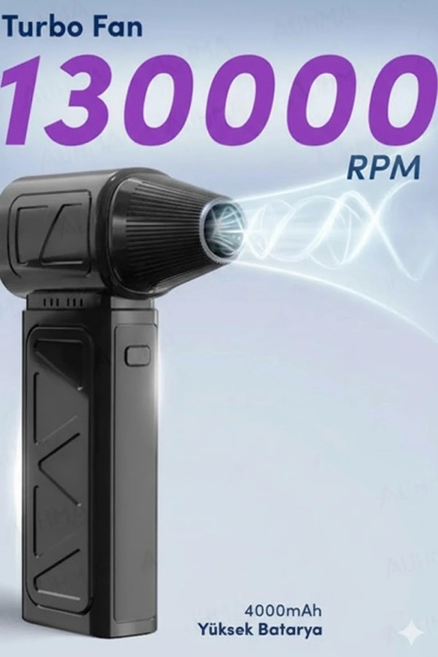 Ers Mini Turbo Fan 130.000 Rpm Şarjlı 8000 Mah Batarya 4 Vitesli Taşınabilir Elektrikli Hava Üfleyici Kompresörü