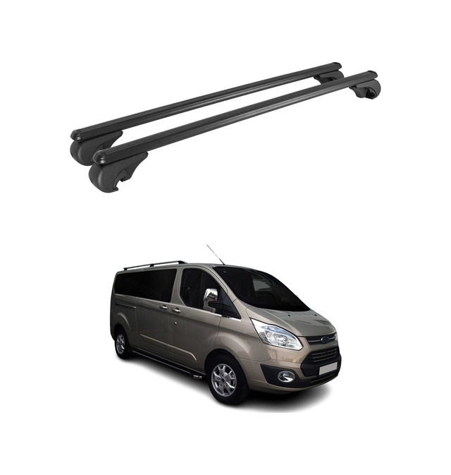 Ford Transit Custom I 2012-2023 Arası Uyumlu Port Bagaj Taşıyıcı Ara Atkı Alüminyum Siyah 2 Parça