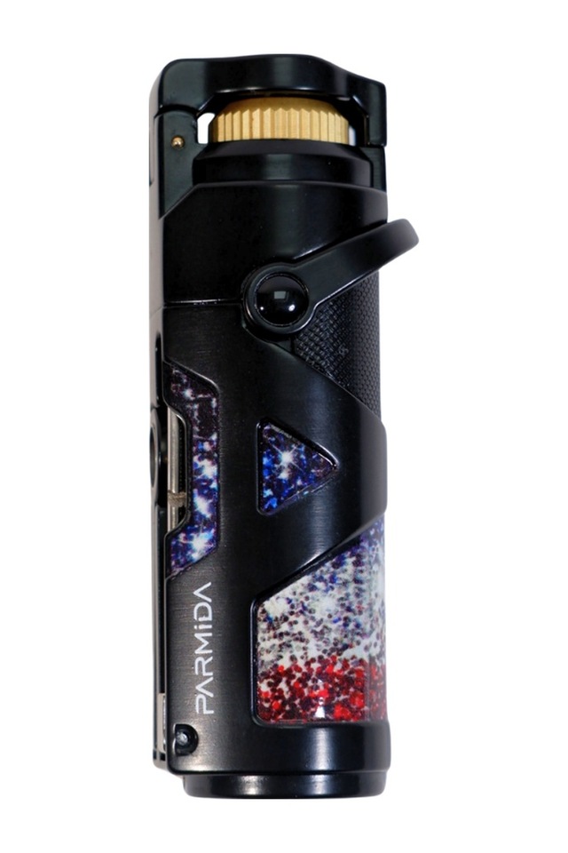 Parmida Tek Torch Pürmüz Siyah Desenli Metal Puro Çakmağı - Tr9218