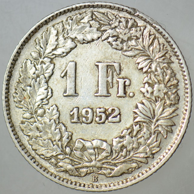 İsviçre 1 Frank 1952 Gümüş 5 Gr.