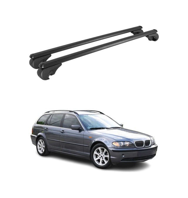 Bmw 3 Serisi E46 Station Wagon 1999-2005 Arası Uyumlu Port Bagaj Taşıyıcı Ara Atkı Alüminyum Siyah 2 Parça