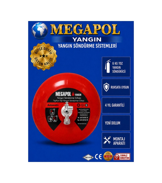 6 Kg Tavan Tipi Springli Tayfun Söndürme, Springli Yangın Söndürme, Spring Yangın Söndürücü, Springli Yangın Tüpü