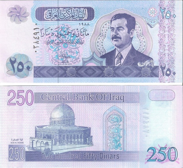 Irak Saddam Hüseyin 250 Dinar Yabancı Kağıt Para Çil Unc Koleksiyon Para