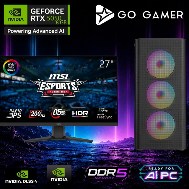 Go Gamer AE160D Ryzen 5 7500X3D RTX 5050 16GB RAM 512GB SSD