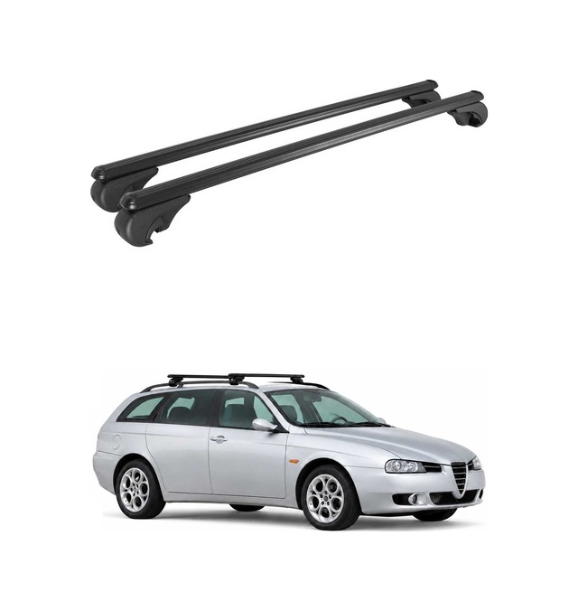 Alfa Romeo 156 Crosswagon 2004-2007 Arası Uyumlu Port Bagaj Taşıyıcı Ara Atkı Alüminyum Siyah 2 Parça