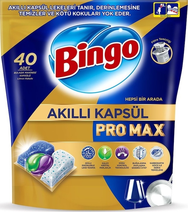 Bingo Akıllı Kapsül Pro Max Bulaşık Makinesi Tableti 40 Adet