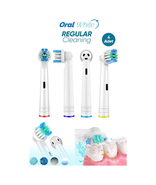 Oral White Regular Cleaning Oral-b Uyumlu 4 Adet Yedek Başlık