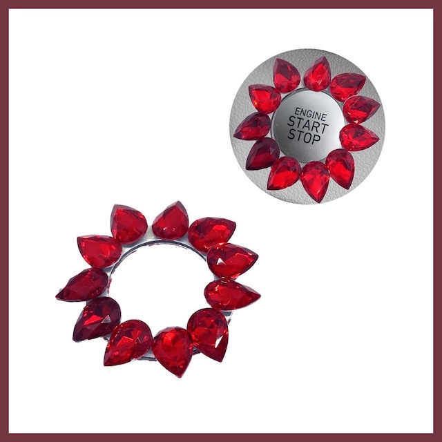Storeşahin Kristal Damla Taşlı Start Stop Düğme Halkası Kırmızı Shn0720