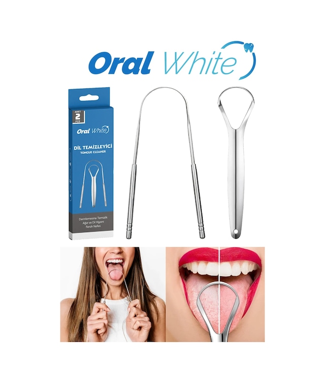 Oral White Paslanmaz Çelik Dil Temizleyici Ve Dil Sıyırıcı 2parça