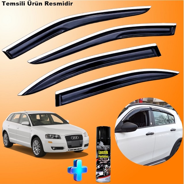 Audi A3 Hb Mügen Cam Rüzgarlığı Abs Nikelaj Krom Cam Rüzgarlığı 2004-2012 + Ebrayn Lastik Parlatıcı