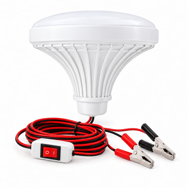 12v Anahtarlı Seyyar Lamba 2 Metre Kablolu Akü Maşalı 24w Beyaz Led Ampul Dc 12 Volt Aküler Için