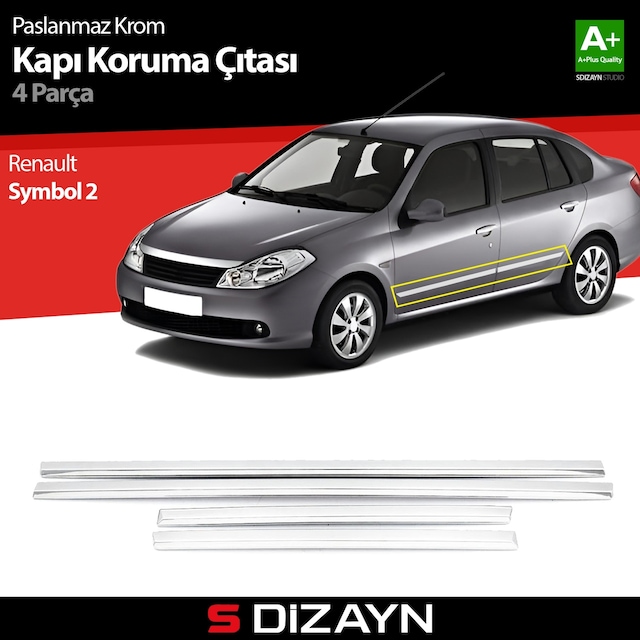 S-Dizayn Renault Symbol 2 Kapı Koruma Çıtası Krom 2008-2013