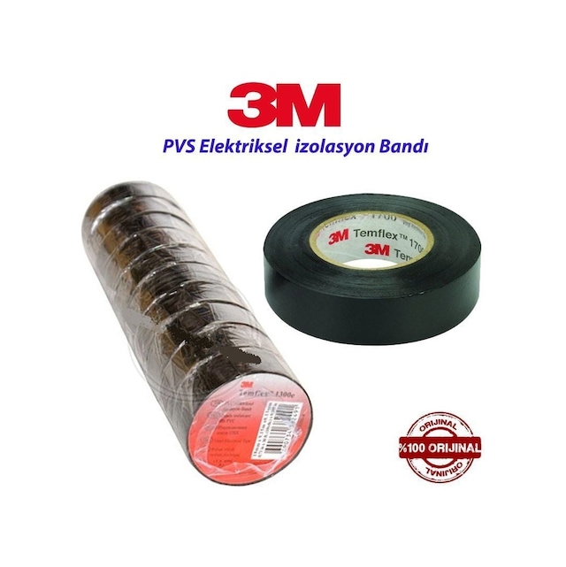 3m Temflex 1300e Pvc Elektrik Izole Bant 0,13x18mm X9,15 10'lu - 1300set -