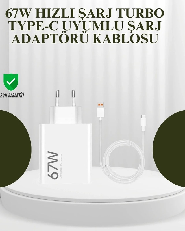 Ers 67w Güçlü Şarj Adaptörü Ve Turbo Kablo Uzun Ömürlü Dayanıklı Tasarım