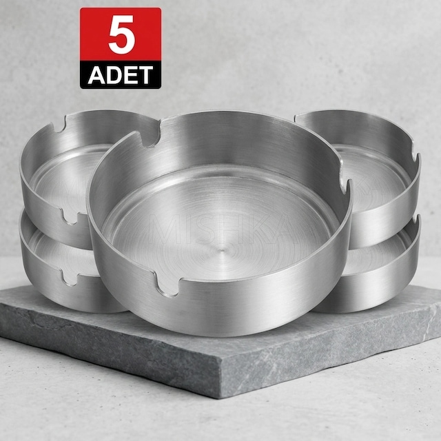 Premium 5'li Krom Kül Tablası Set 10 Cm Paslanmaz Çelik Şıklık