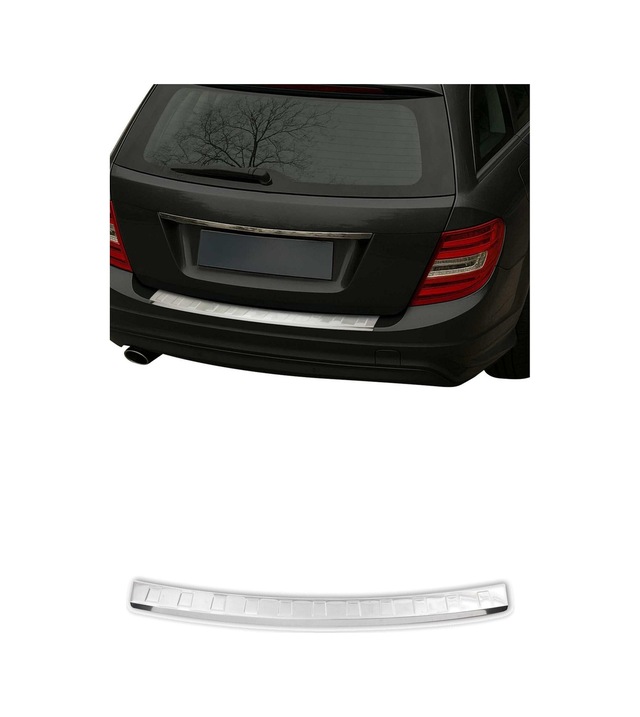 Mercedes C Serisi S204 Station Wagon 2007-2014 Uyumlu Krom Arka Tampon Eşiği Paslanmaz Çelik