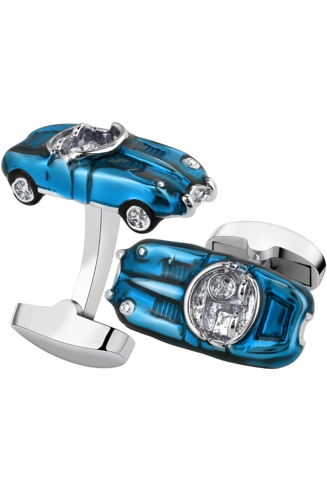 Omark Cotton Blue Classic Car Cufflinks Mavi