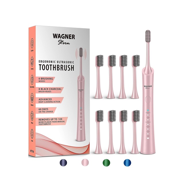 Wagner Stern Ultrasonik Beyazlatma 8 Fırça Başlıklı Diş Fırçası - Pembe