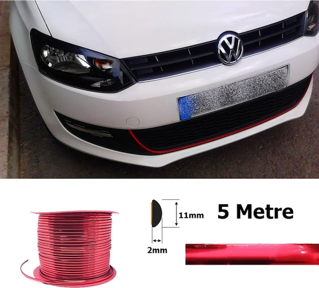 Kırmızı Renk Nikelaj Şerit Bant Çıta 5 Mm 3 Metre Parlaka