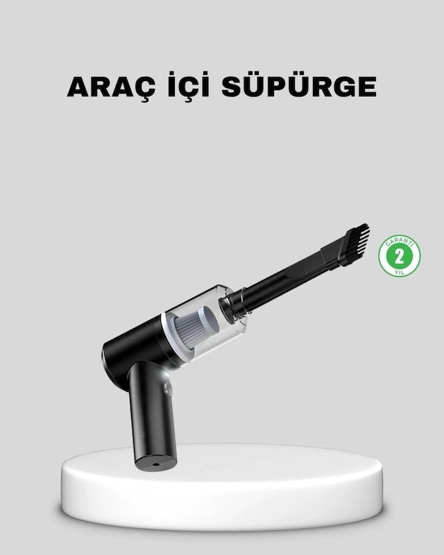 Ers Mini Şarjlı Araç Süpürgesi 120w Güçlü Motor, 5500pa Vakum Emiş, Yıkanabilir Filtre