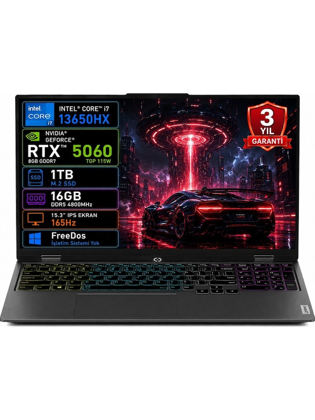 Lenovo LOQ 15IPH11 83SL001ATR Core Ultra 7-356H 16 GB 1 TB SSD RTX5060 15.3" Free Dos Dizüstü Bilgisayar