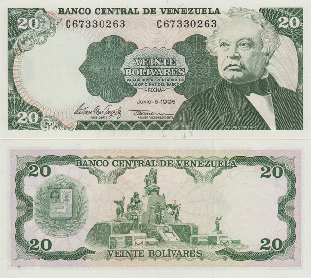Venezuela 20 Bolivar 1995 Çil.