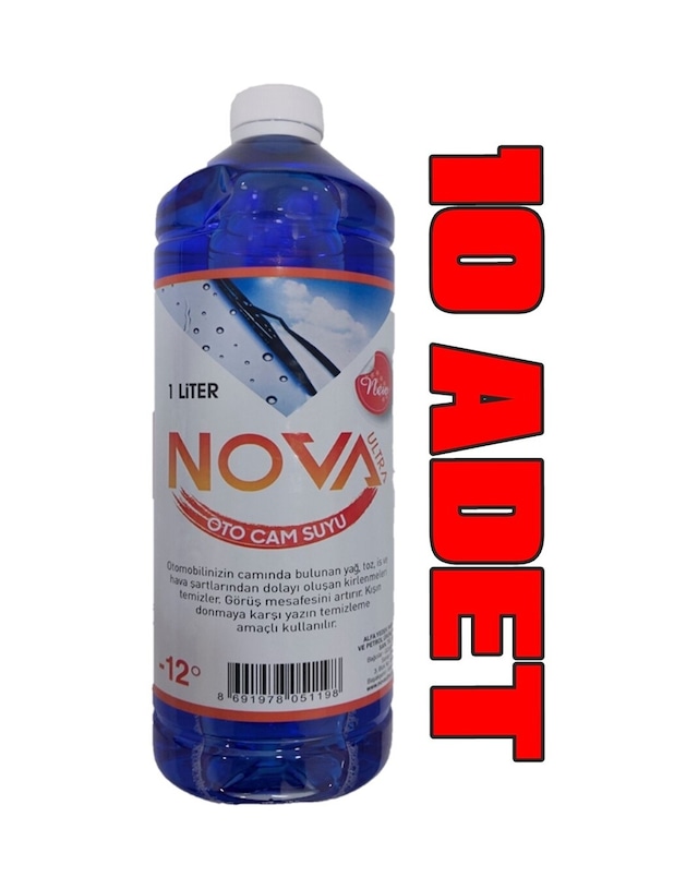 Nova Ultra -12 Derece Antifrizli Oto Cam Suyu 1 Litre X 10