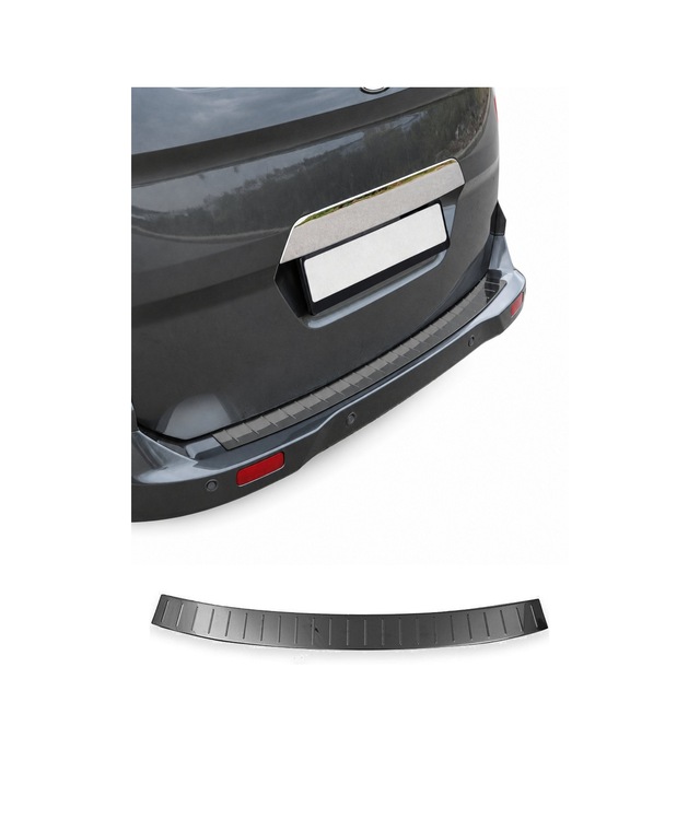Ford Tourneo Courier I 2014-2023 Uyumlu Krom Arka Tampon Eşiği Paslanmaz Çelik Siyah