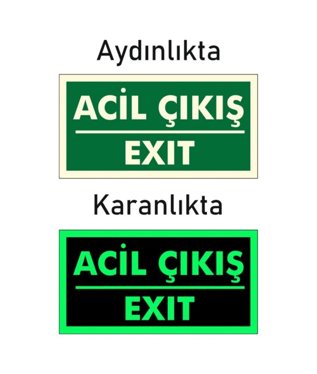 Acil Çıkış Exit Levhası Fotolümenli Fosforlu