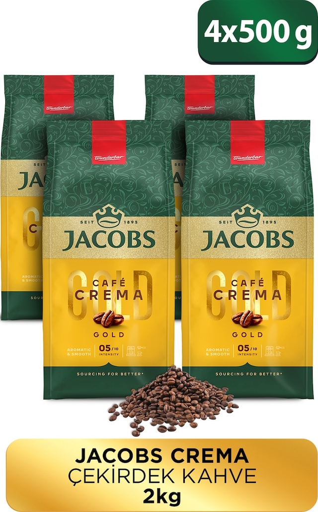 Jacobs Cafe Crema Çekirdek Kahve 4 x 500 G