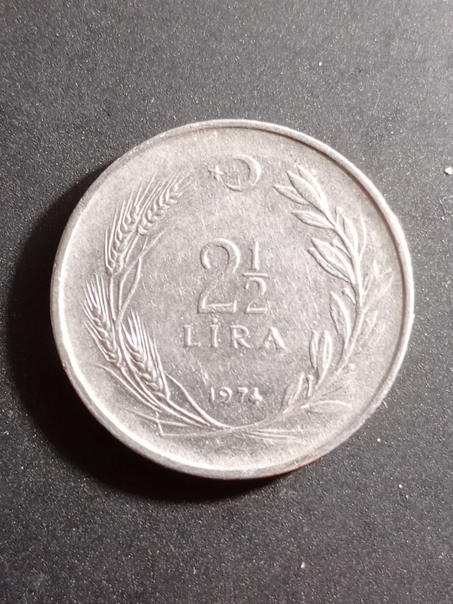 1974 2.5 Lira Madeni Para. Eskı Para. Antıka Para.