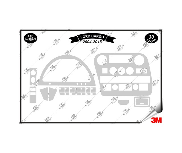 Ford Cargo Dijital 2004-2015 Torpido Konsol Trim Göğüs Maun Kaplama Set 30 Parça Gümüş