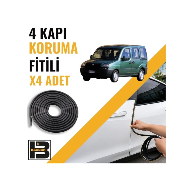 Fiat Doblo 2001-2005 Kapı Koruma Fitili-4 Kapı-siyah-bm2456