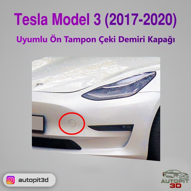 Tesla Model 3 2017-2020 Uyumlu Ön Tampon Çeki Demiri Kapağı
