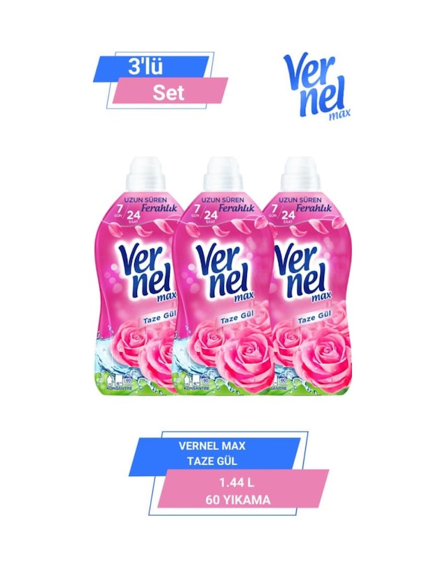 Vernel Max Taze Gül 1.44l 60 Yıkama 3'lü Set set-hnkdtj-5150-6099