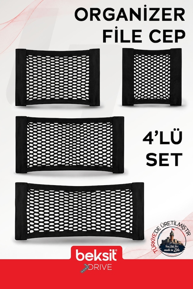 BEKSİT DRIVE Araç İçi Organizer Cep File 4'lü Set