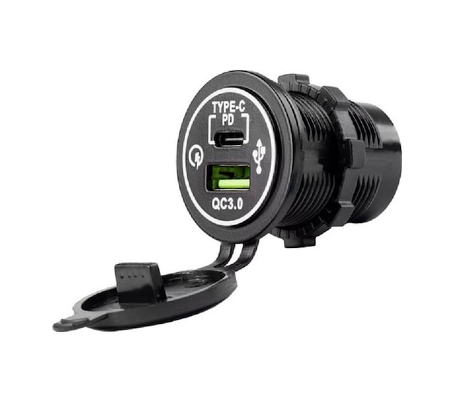 Otomatik Usb Güç Soketi Yüksek Akımlı Çift Pano Tip Usb 3.0 + Type-c Soket 12-24v Araç Şarj Cihazı