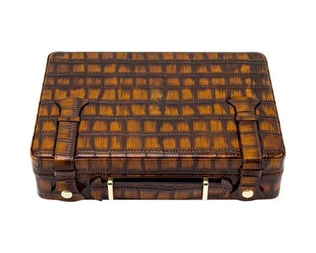 Lubinski Deri Croco Humidor El Çantası Puro Kutusu 18's Kahve Lb-627